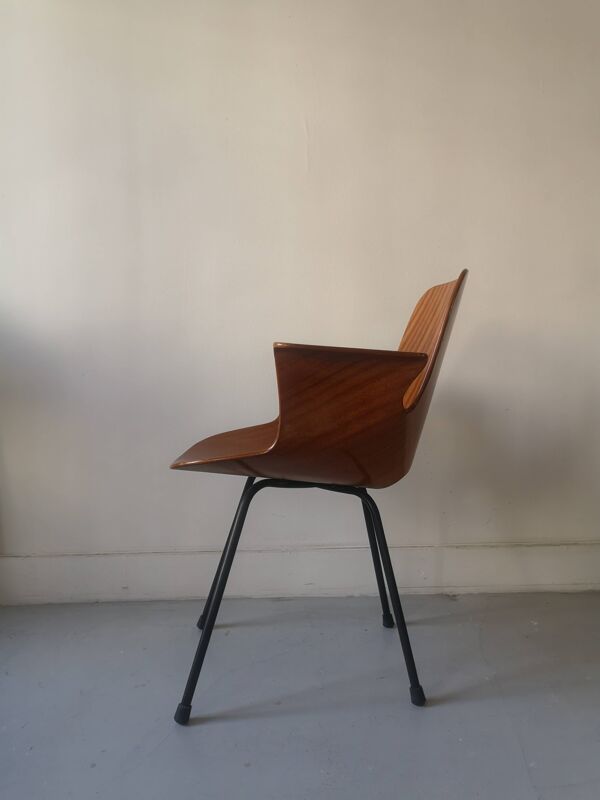Chaise accoudoir Médéa en bois et métal de Vittorio Nobili pour Fratelli Tagliablue, italie 1950