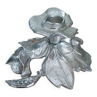 Pewter flower candle holder