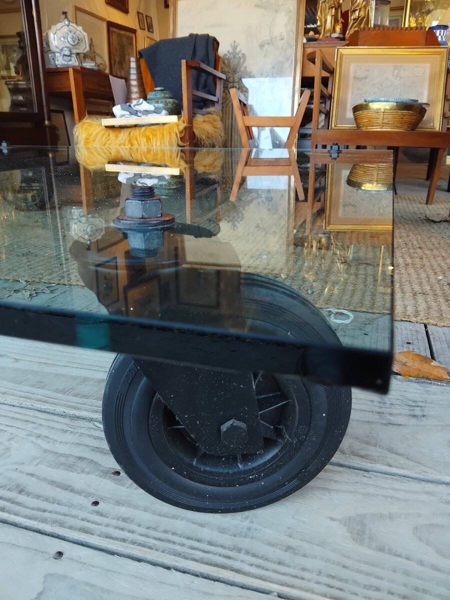 Coffee table - Table with wheels - Gae Aulenti - Fontana Arte - c. 1980