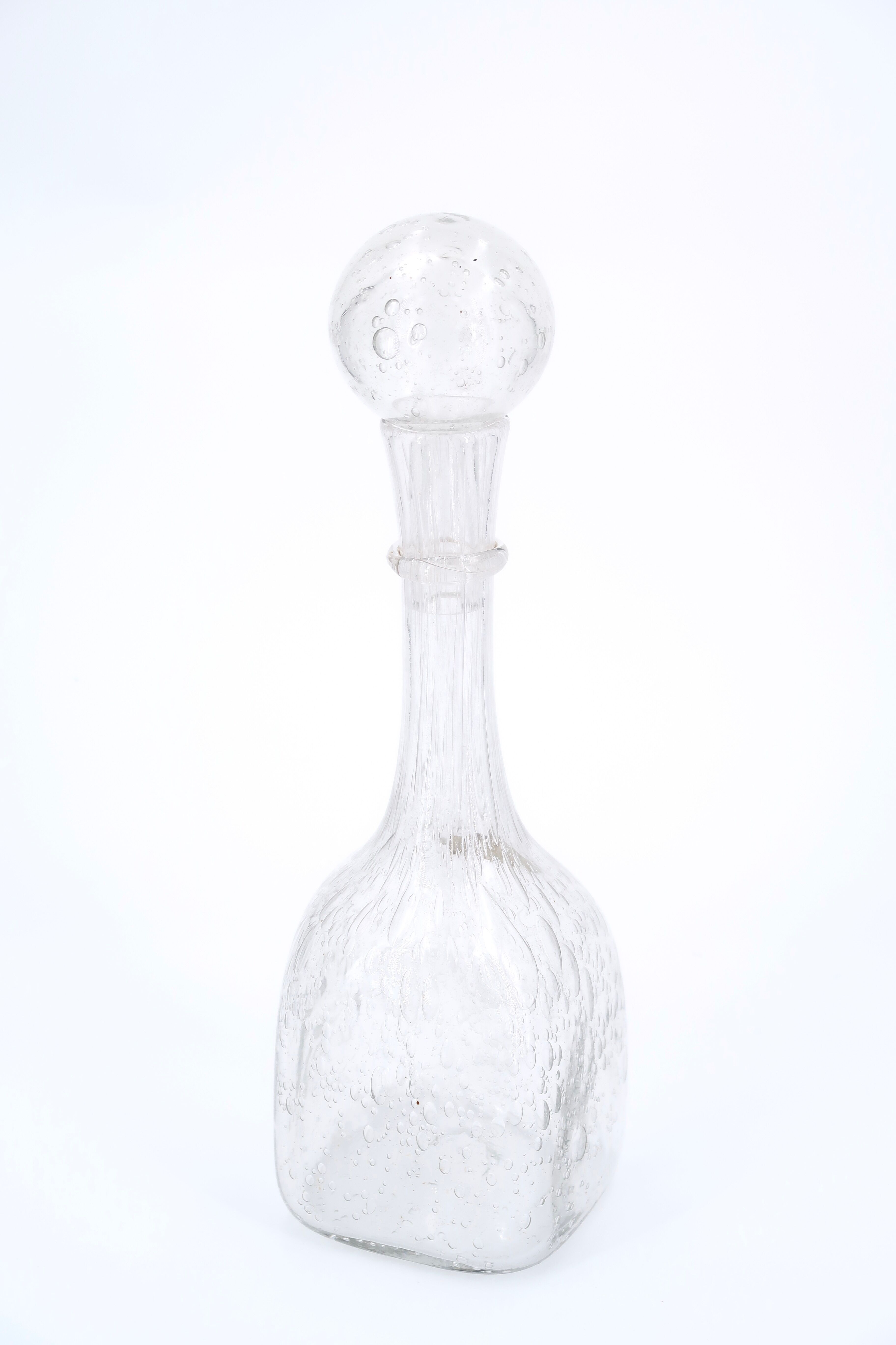 La Rochère transparent bubbled glass carafe, 70s