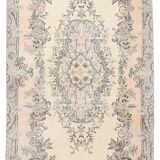 3x7 Cream & Brown Oriental Vintage Rug, 108x207Cm