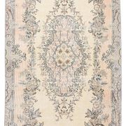 3x7 Cream & Brown Oriental Vintage Rug, 108x207Cm
