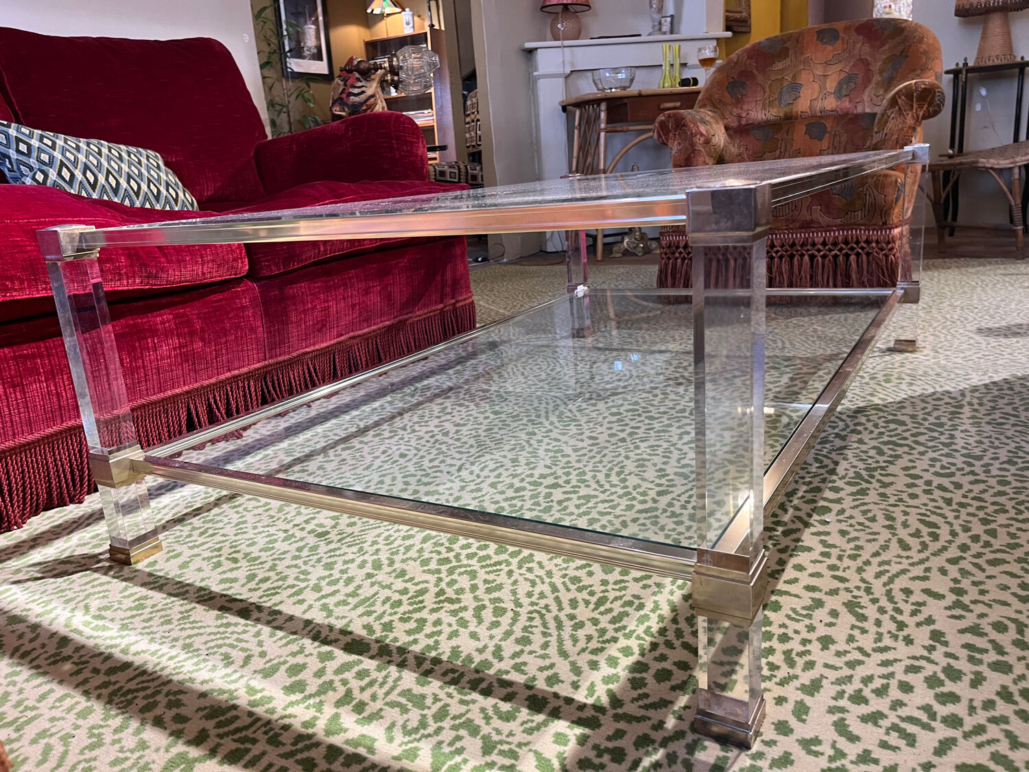 Table basse verre et plexiglas 1960