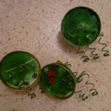 3 appliques "ressorts" vintage en laiton peint 2 feux