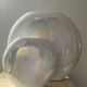 Duo of vintage round vases in iridescent ceramic