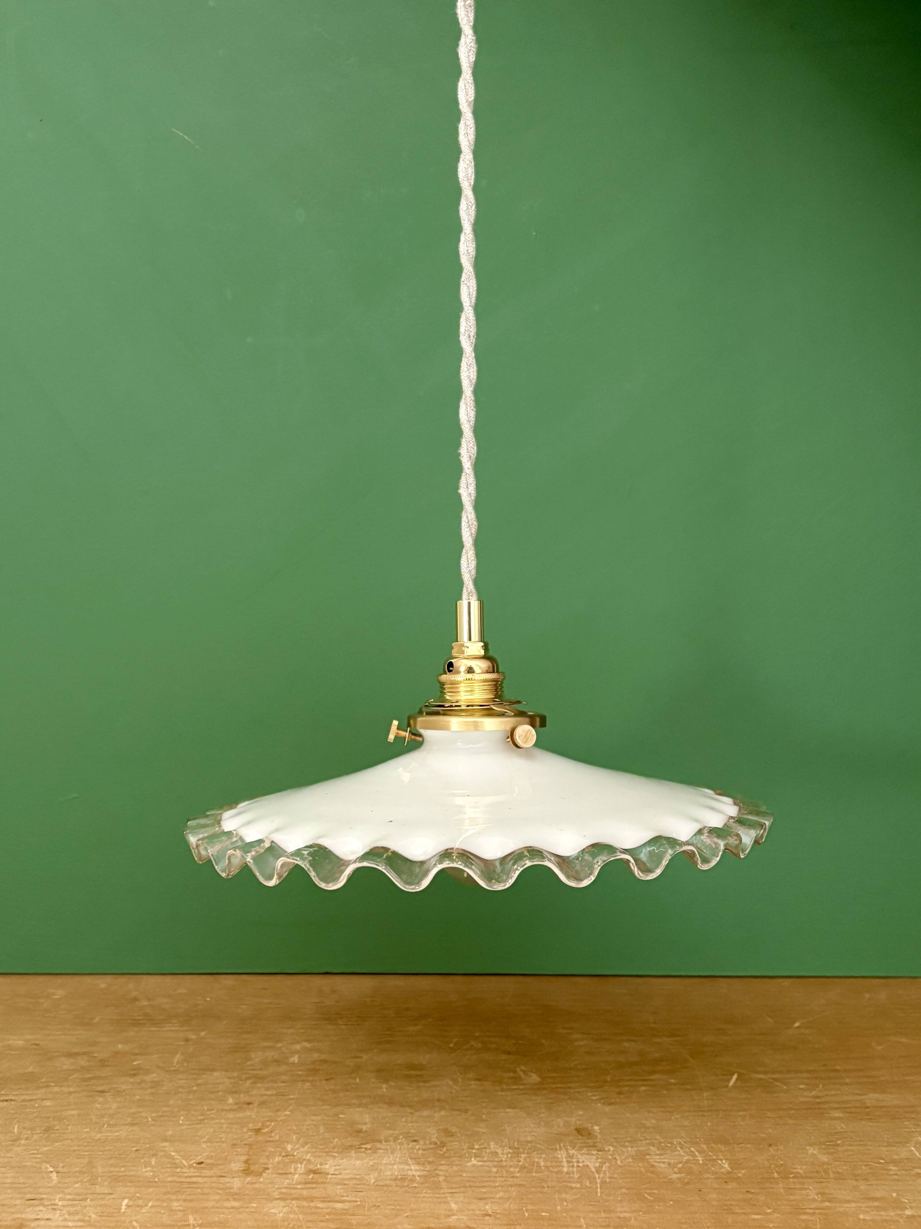 Vintage white opaline lace pendant light (OP12)