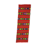 Red wool runner with colorful stripes, handwoven, Romania 225x80cm