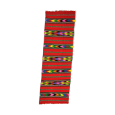 Tapis en laine rouge avec des rayures colorées 225x80cm