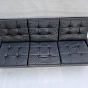 3-seater sofa, vintage, chrome, black leather, Denmark, 1960s