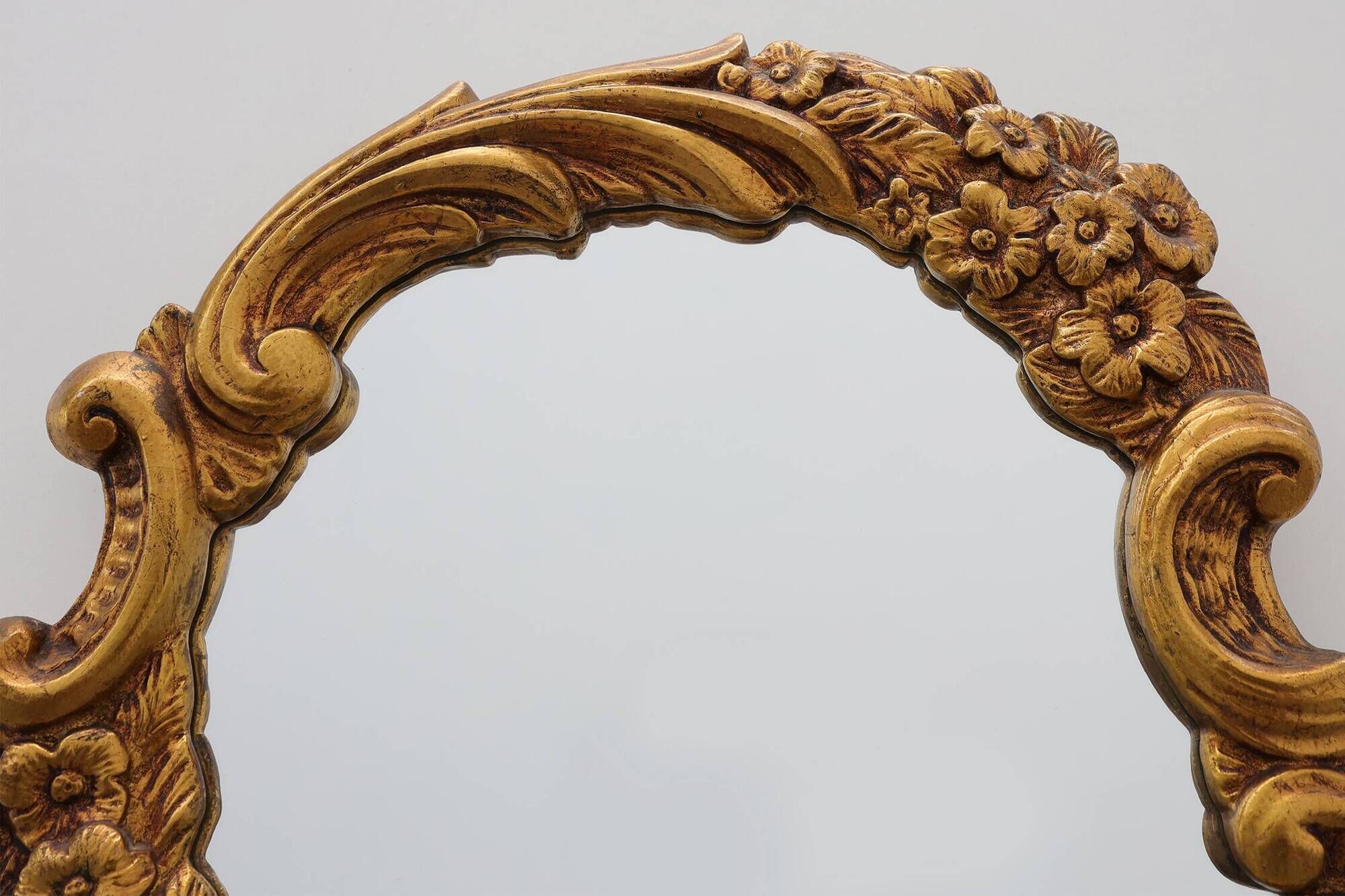 Rococo Style Gilt Mirror with Floral Garlands, Italy, 20th Century