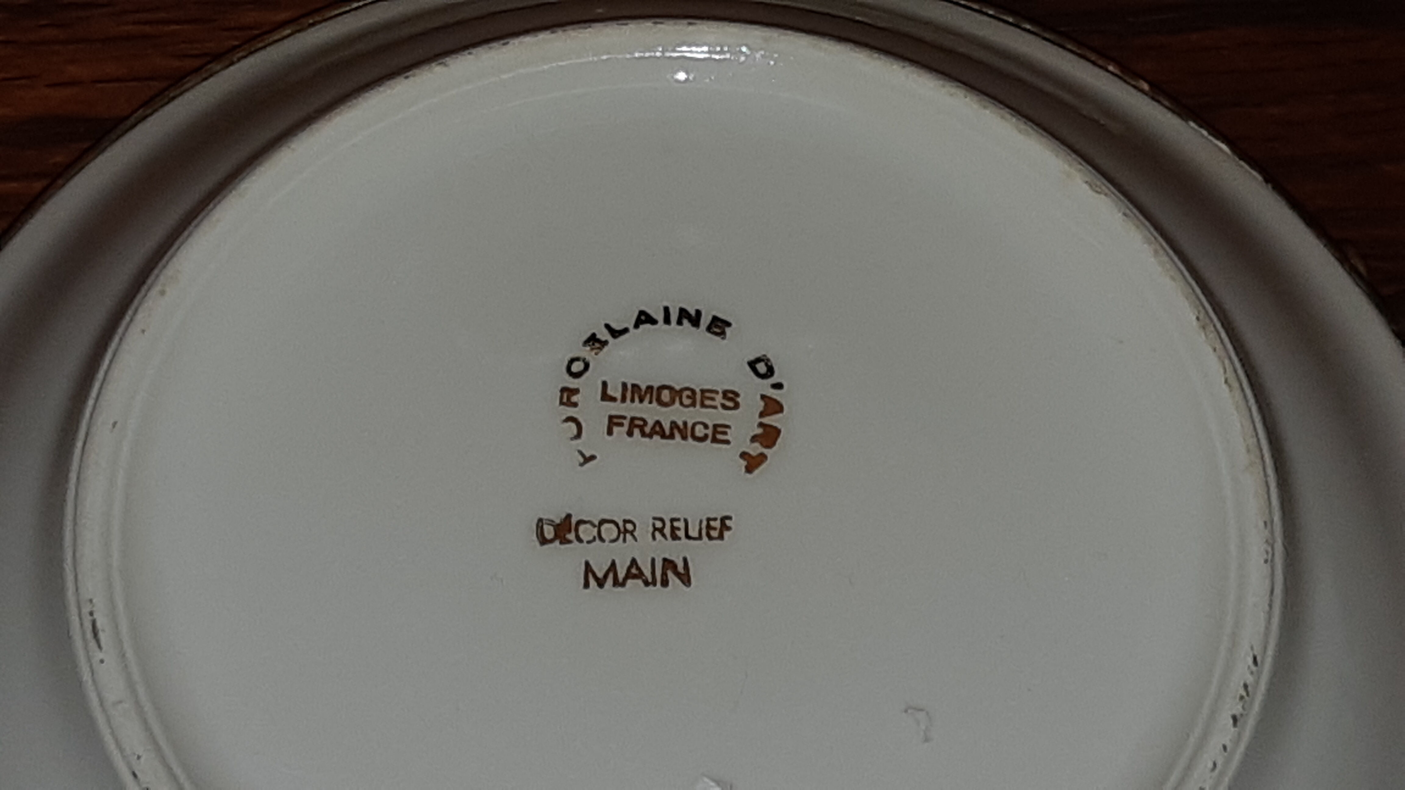 Antique ashtray in Limoges art porcelain and bronze frame