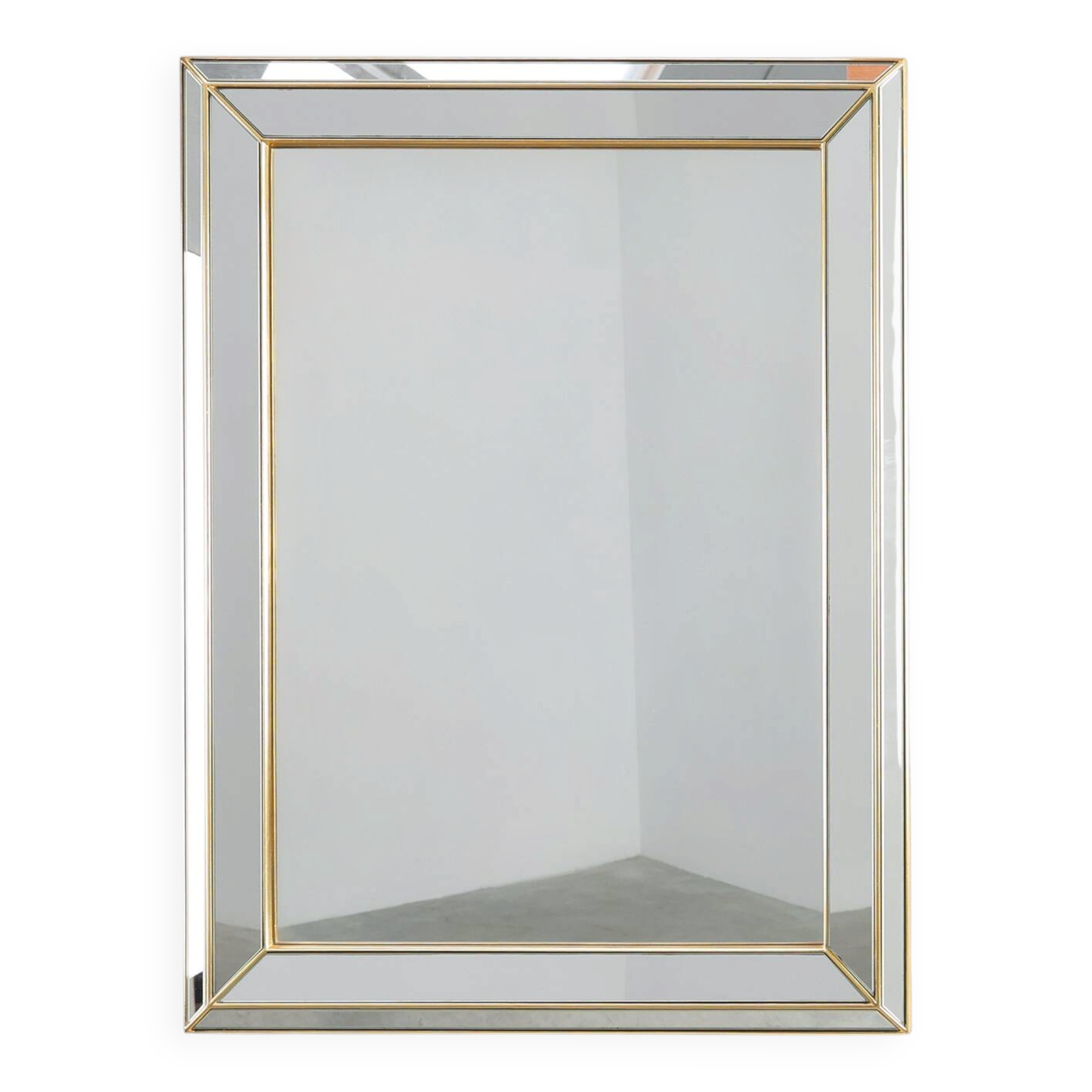 Large Hollywood Regency Deknudt Mirror in Gilt Frame, Belgium, 20th century