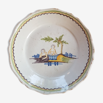 Plate in Nevers earthenware