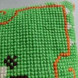 Vintage canvas embroidered cushion