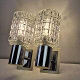 Pair of vintage 70s glass wall lamps by Targetti Sankey