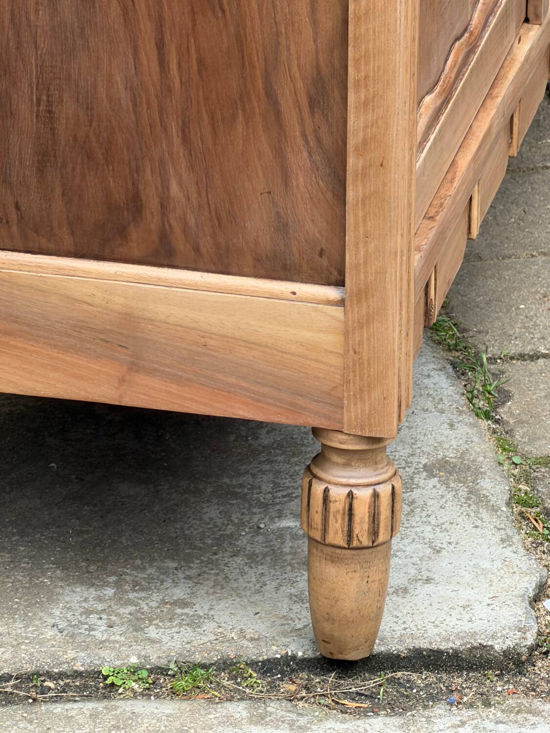 Parisian glass-fronted Art Deco wardrobe in solid raw walnut.