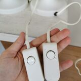 Set of 2 Vintage White Glass Table Lamp by Ivan Jakes, Czechoslovakia 1960s