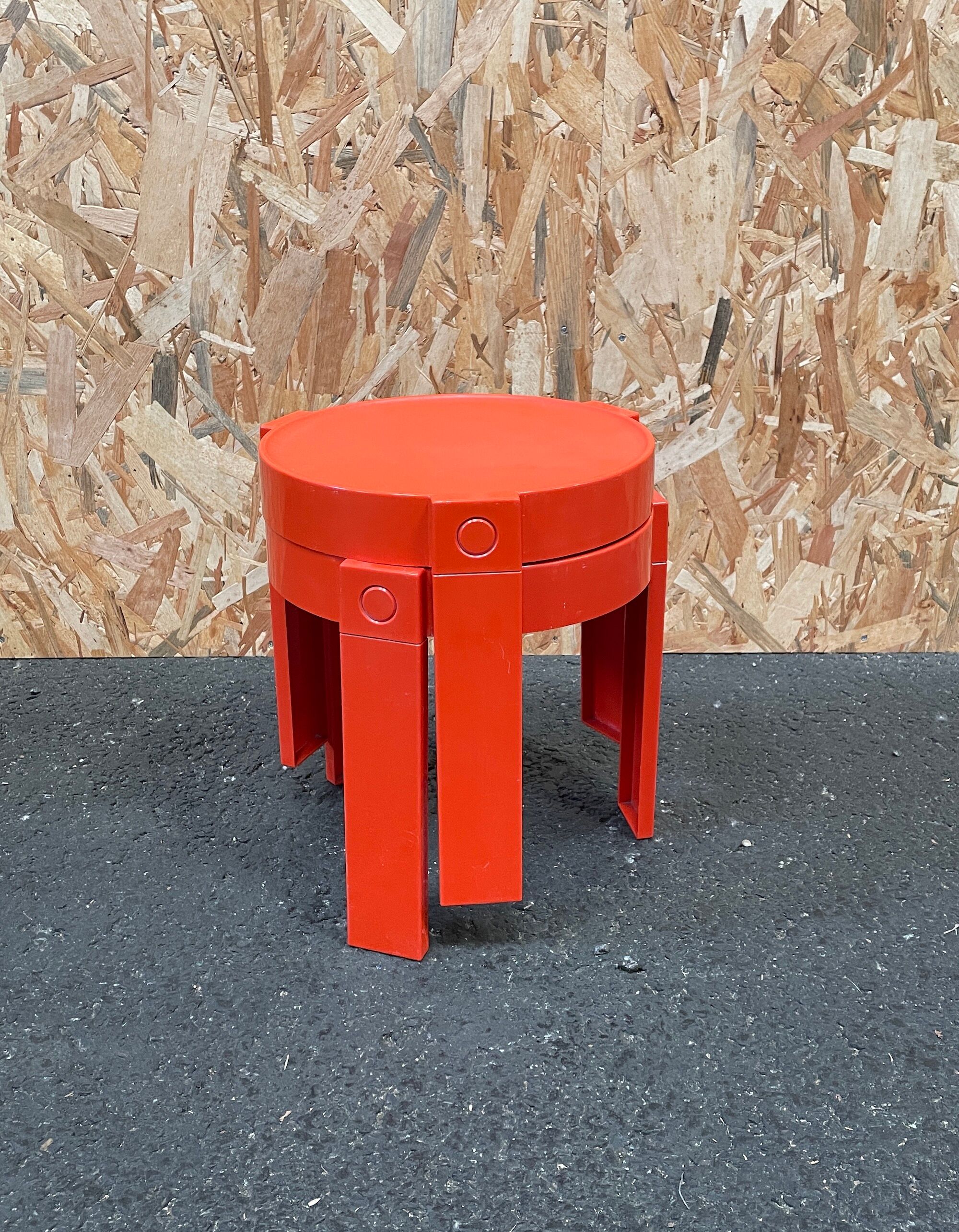 Pair of orange bedside tables