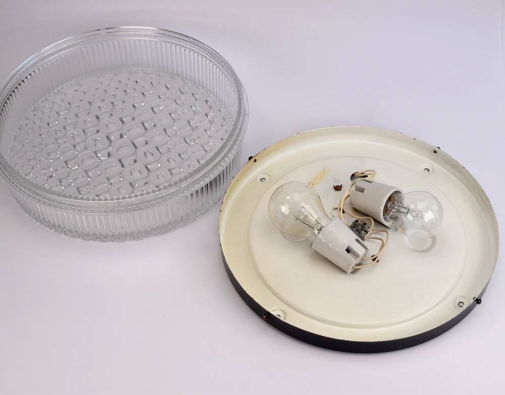 Atomic Age Glass Ceiling Light by Wila