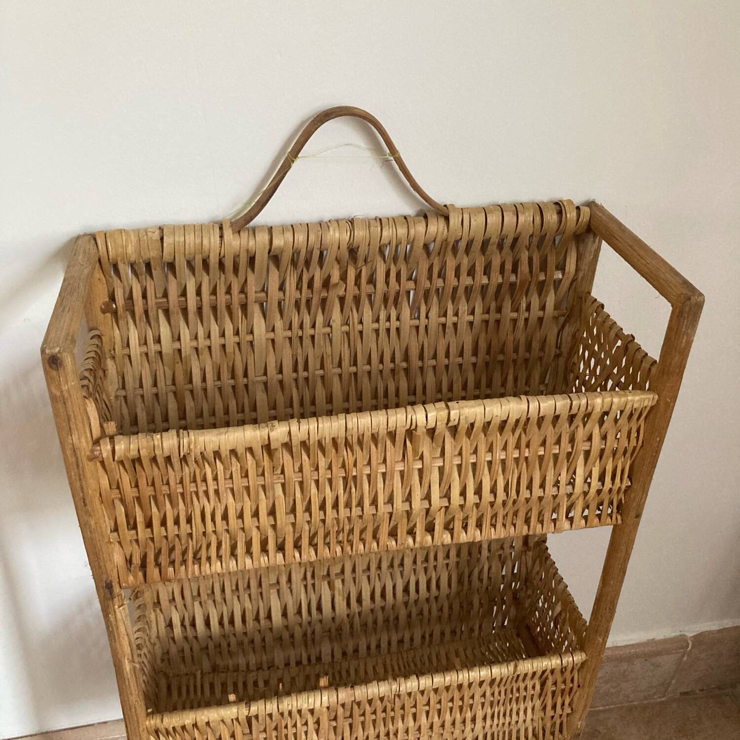 Vintage wicker wall shelf