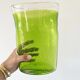 Large vintage green lemon bubble blown glass vase