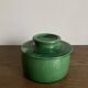 Foucart Jourdan Green glazed earthenware butter dish with water reservoir, 1960