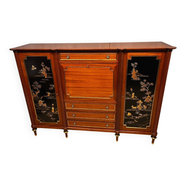 Meuble d'appui en acajou de la maison hirch paris enfilade bar bibliothèque