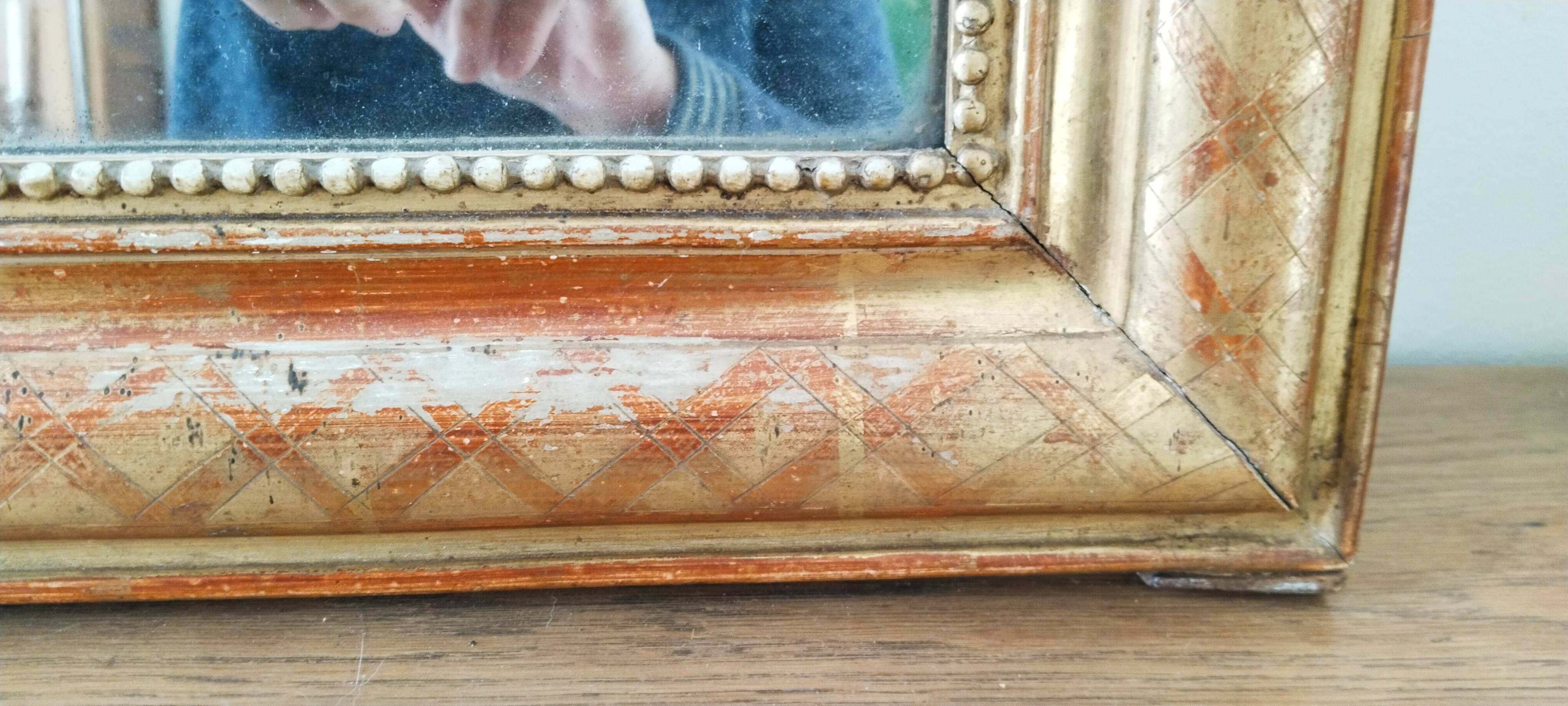 Miroir doré à la feuille Louis Philippe (  77 cm x  59 cm )