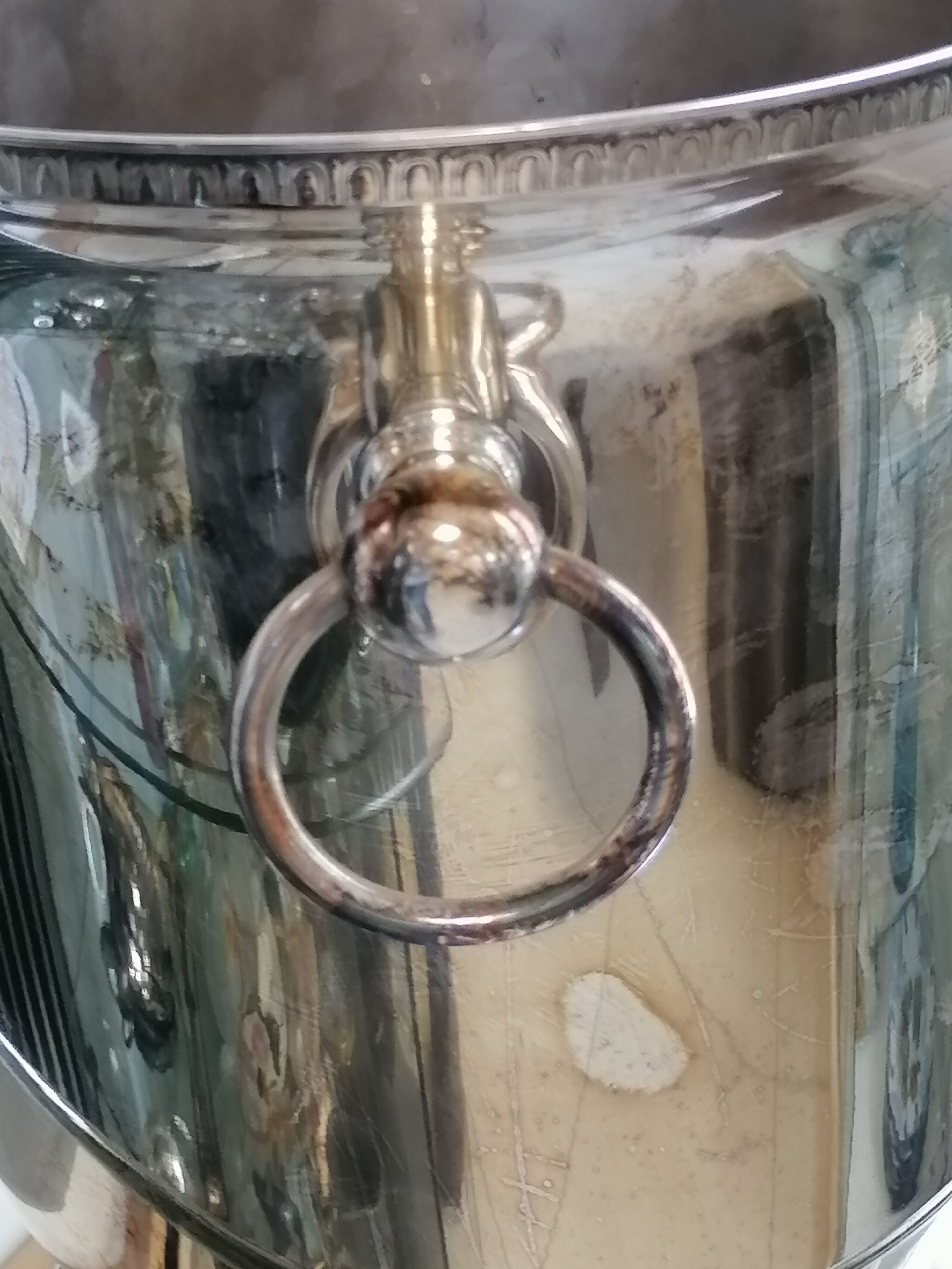 Silver metal champagne bucket