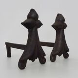 Pair of cast iron fireplace andirons. France, 19th century.
