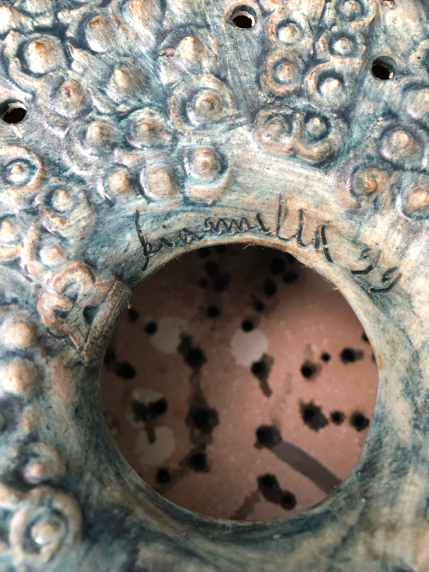 Vintage ceramic forming urchin - signed