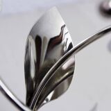 Chrome metal floral candle holder