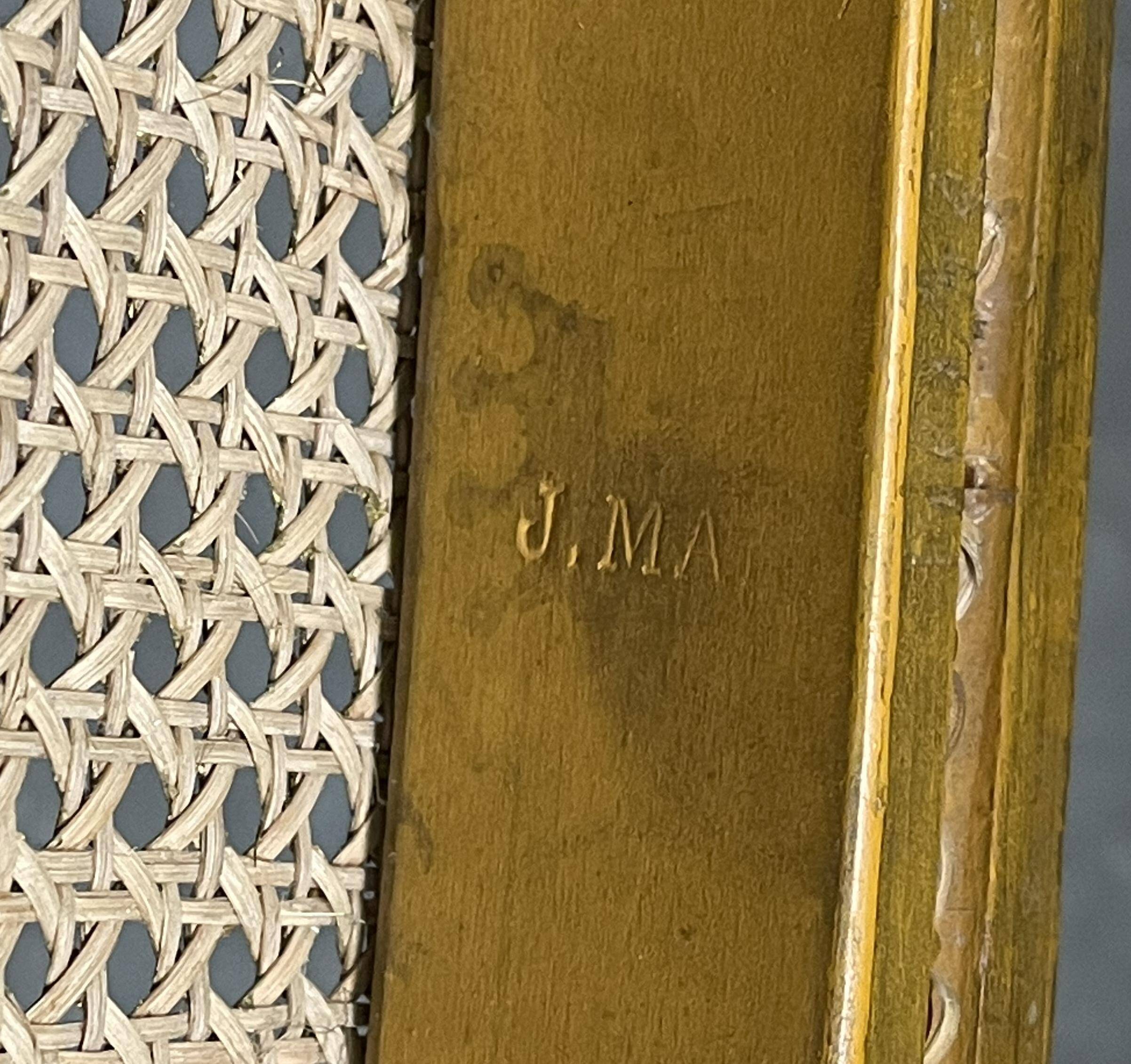 Spencer family gilded wooden bergère bench chair