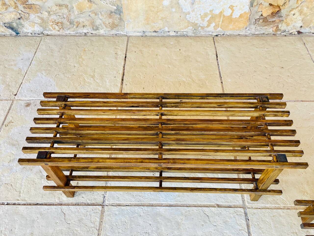 Pair of vintage side tables with 2 shelves