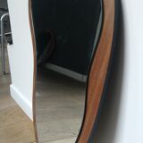 Mirror teak Scandinavian free form 59 x 35 cm