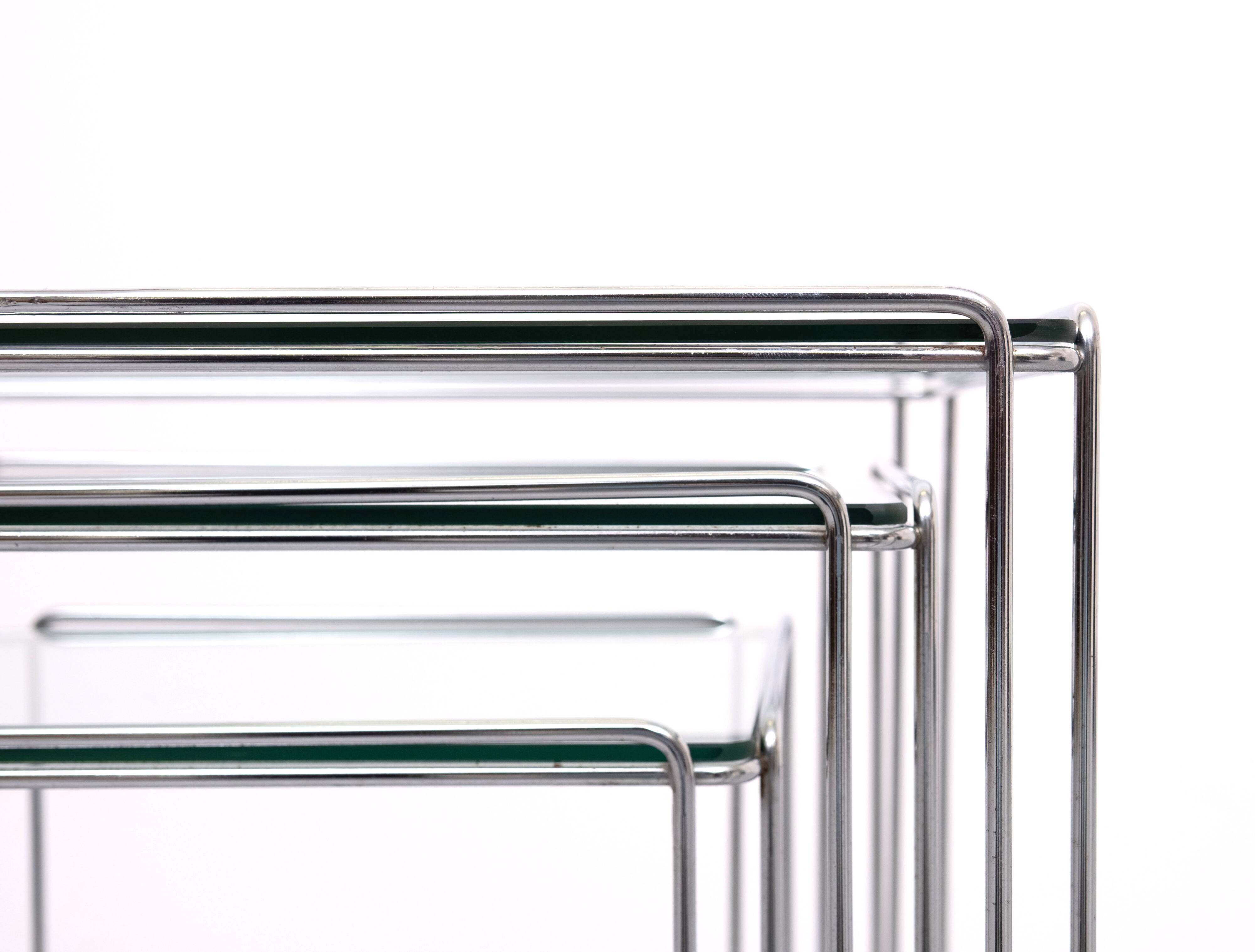 Isocèle Chrome Nesting Tables Max Sauze, 1970s France
