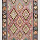 7x10 Multicolor Vintage Kilim Rug, Pattern Kilim Rug, 207x311 cm