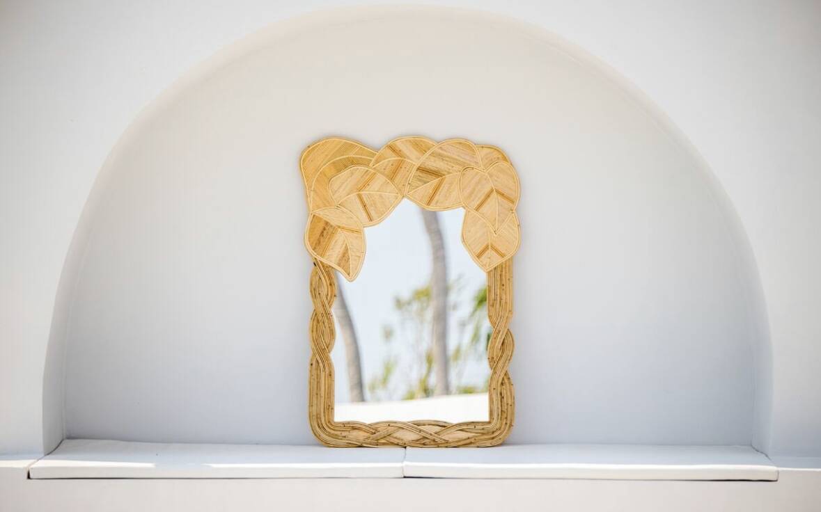 Rattan "leaf" mirror