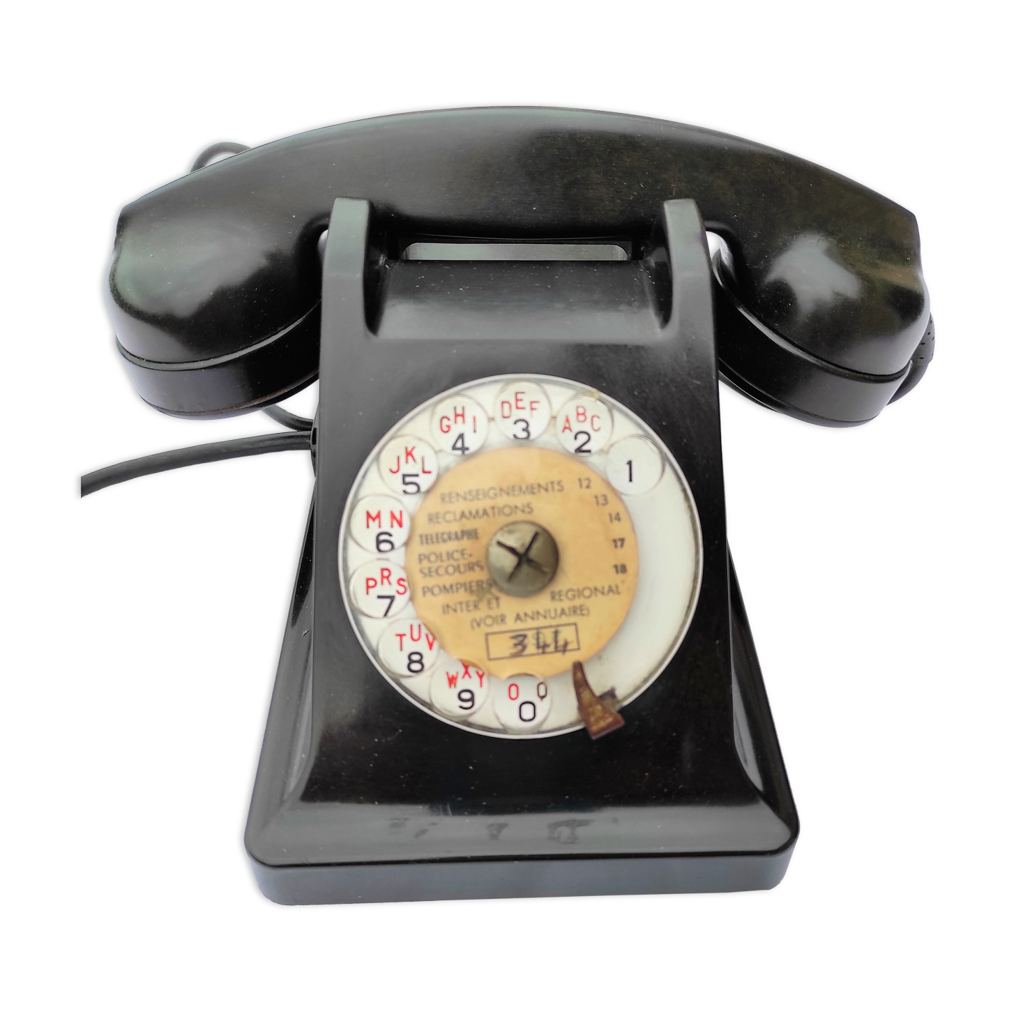 Ericsson phone design brand vintage in bakelite black years 50