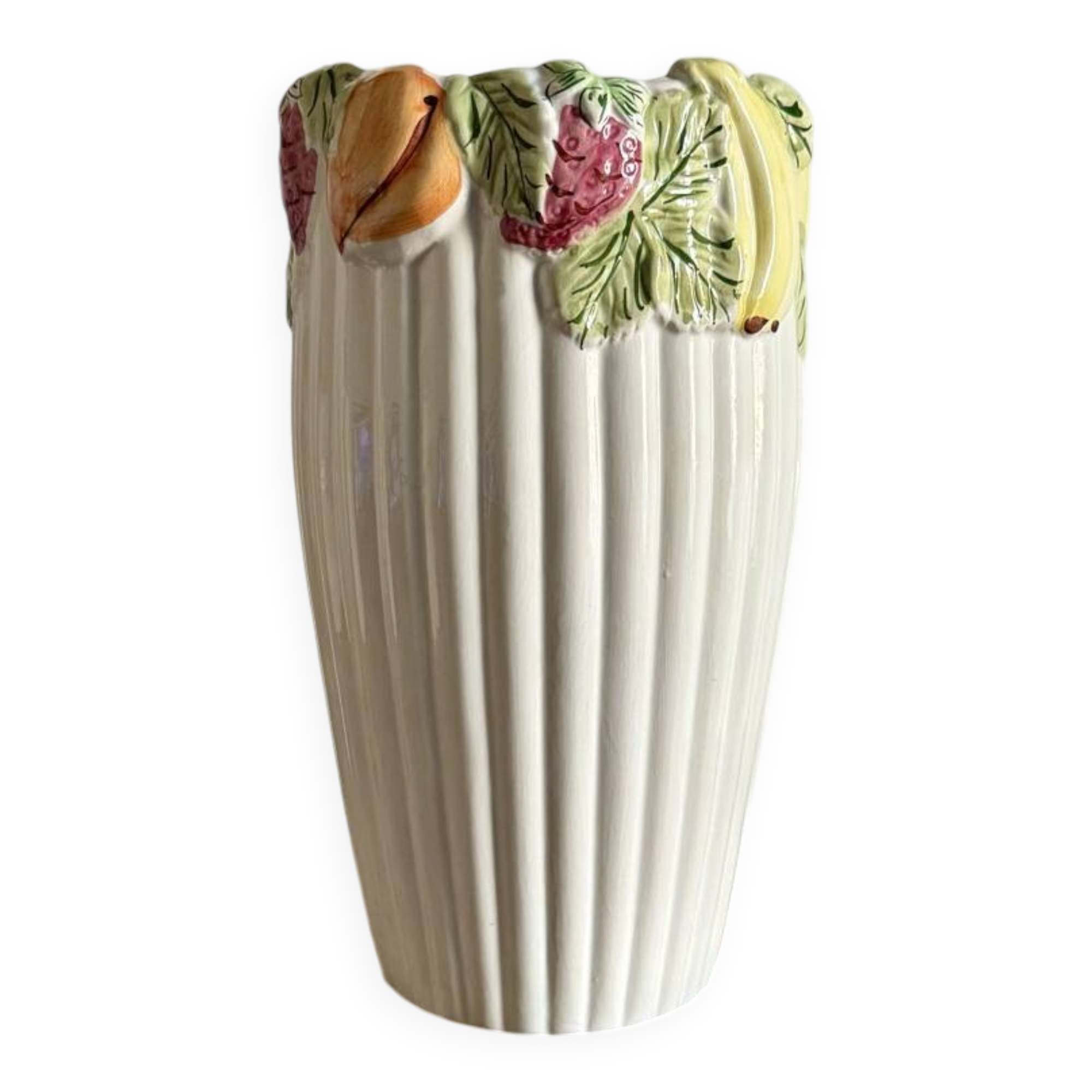 Slipware vase with fruit decoration