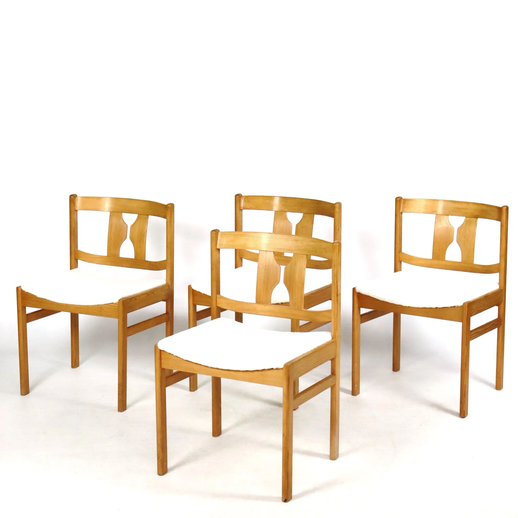 Set of four pine chairs from the 1960s.