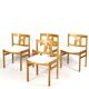 Set of four pine chairs from the 1960s.