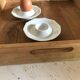 Lot de 2 coquetiers en porcelaine blanche