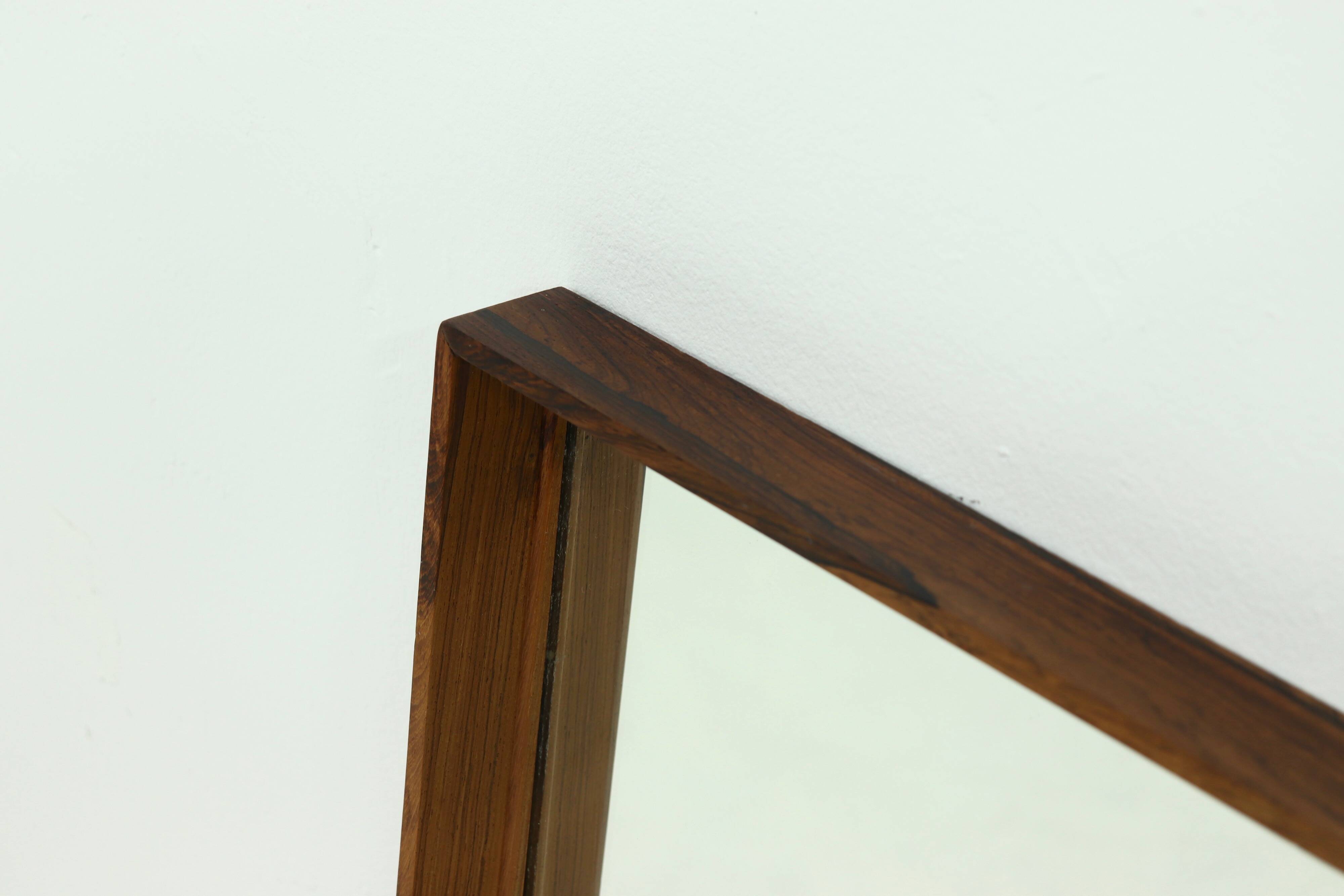Large Scandinavian Rectangular Rosewood Mirror 1960s
