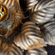 Large floral wall light Masca in gilded metal, Italy 1970