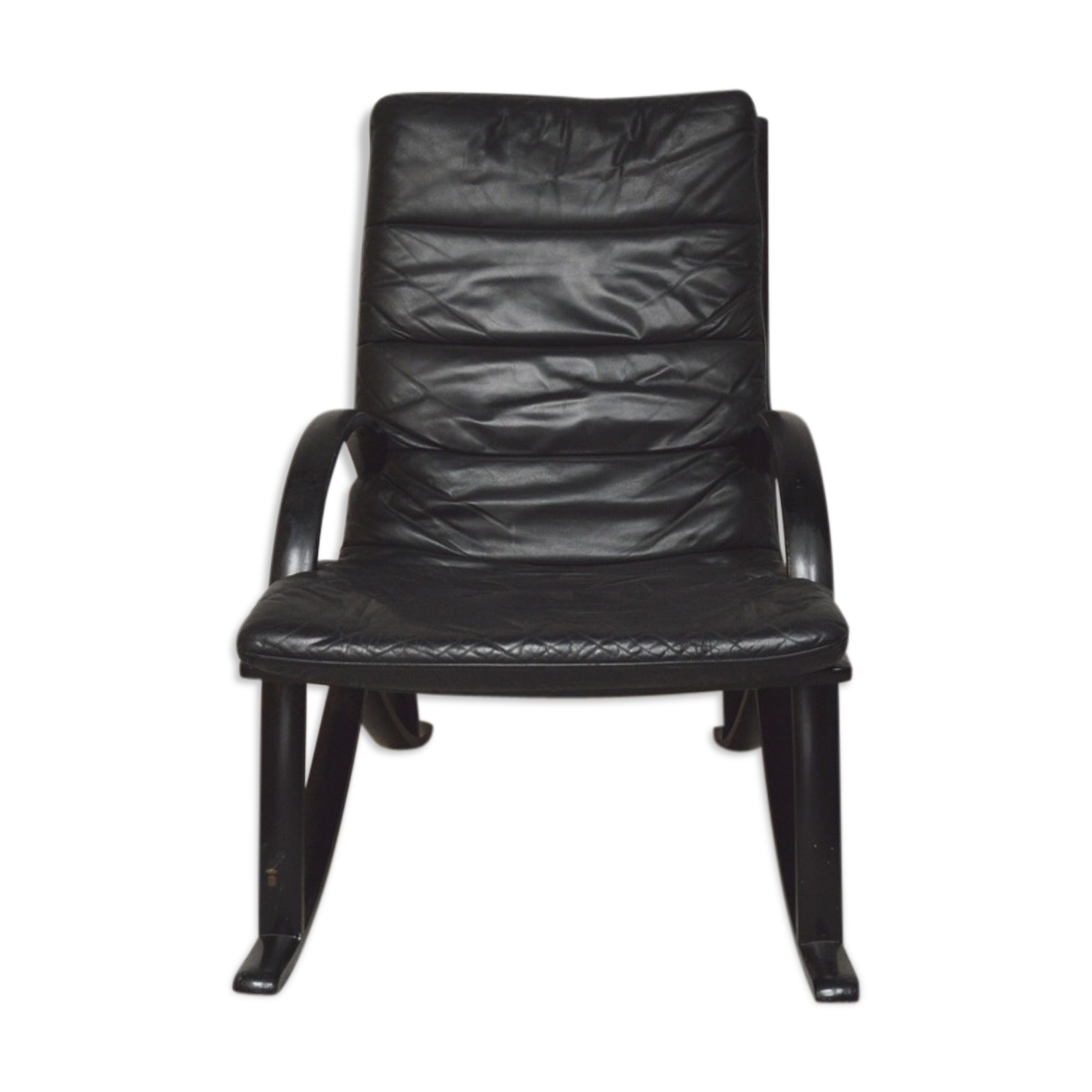 Black leather armchair and canning