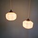 Pair of Art Deco pendant lights in pink marbled opaline, 1920s-30s