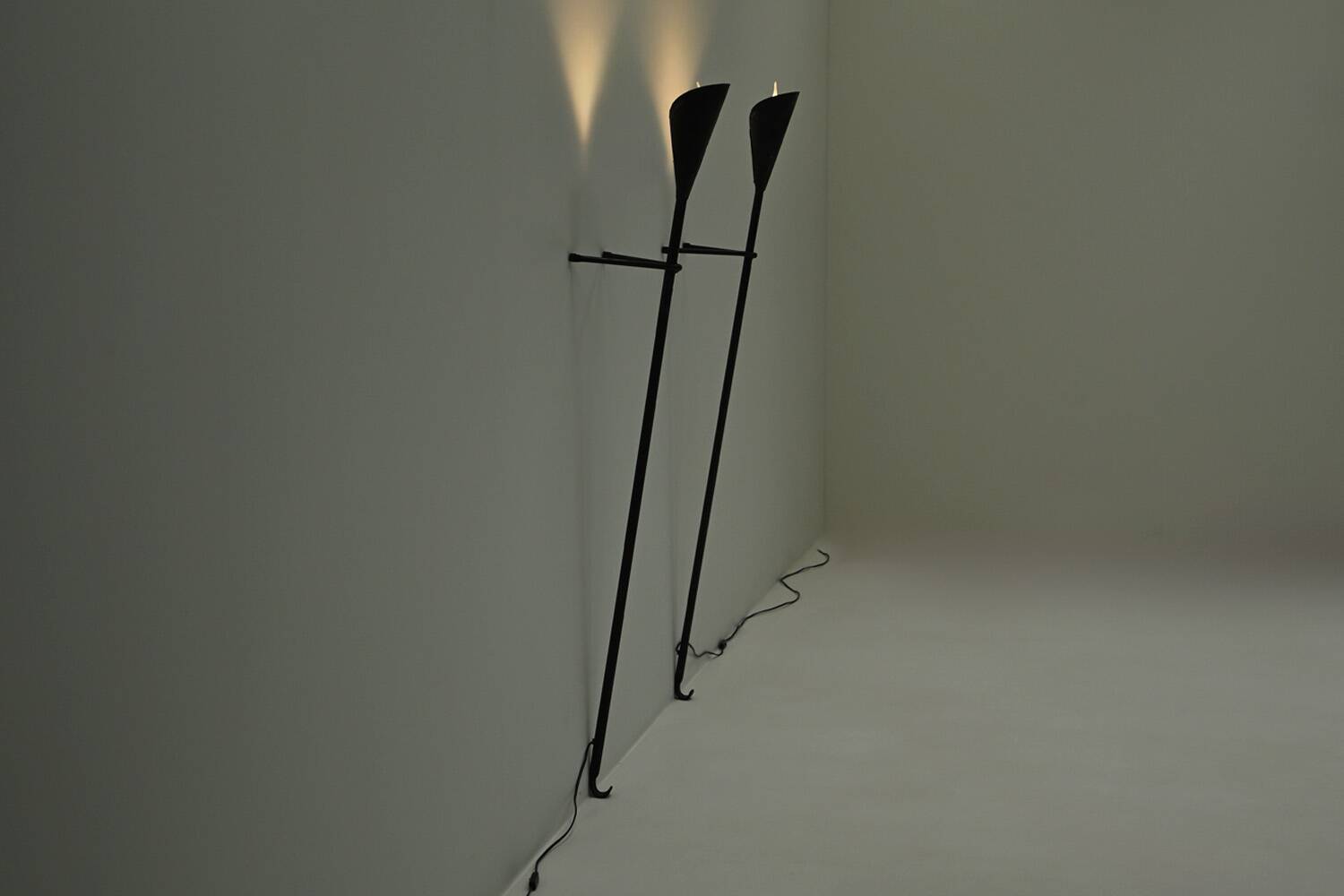 Set of 2 brutalist wall / floor lamps, 1980s The Netherlands.