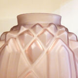 Art Deco ball vase, frosted violet glass