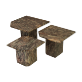Set de 3 tables basses en marbre onyx